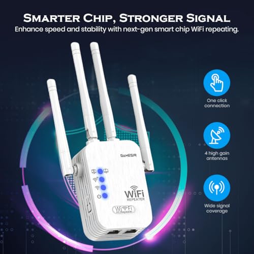 Image of GameSir WiFi Repeater 300Mbps Wireless Range Extender | 4 High-Gain Antennas | WiFi Signal Booster for Home, Office, | Supports WPS, AP & Repeater Mode (2)