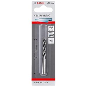 Bosch Professional 2 Stück HSS Spiralbohrer PointTeQ (für Metall, 3 x 33 x 61 mm, Zubehör Bohrschrauber)