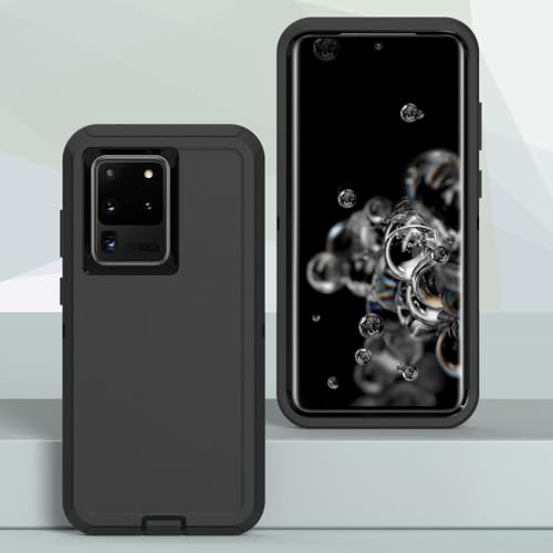 Image of Case for Galaxy S20 Ultra, Heavy-Duty Tough Rugged Shockproof Drop Protective Cover Cases for Samsung Galaxy S20 Ultra, Black