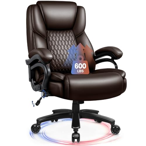Image of Waleaf 600lbs Big and Tall Office Chair, Heavy Duty Chair for Heavy People, Adjustable Ergonomic Lumbar Support Executive Chair, Large High Back and Quiet Rubber Wheels