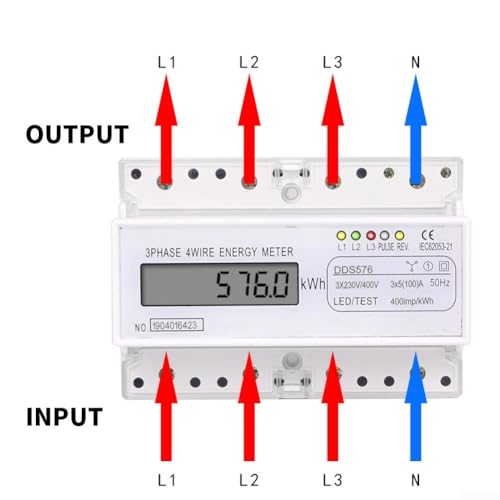 Monitor de electricidad trifásico DAZZLEEX para control de consumo en riel DIN 6