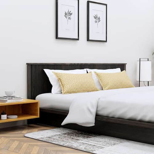 Image of Bniture Modern Low Height King Size Bed Without Storage | Engineered Wood Platform Bed Designer Headboard | Bed King Size Wooden Cot Double Bed for Bedroom 3 Year Warranty (Flower Wenge)