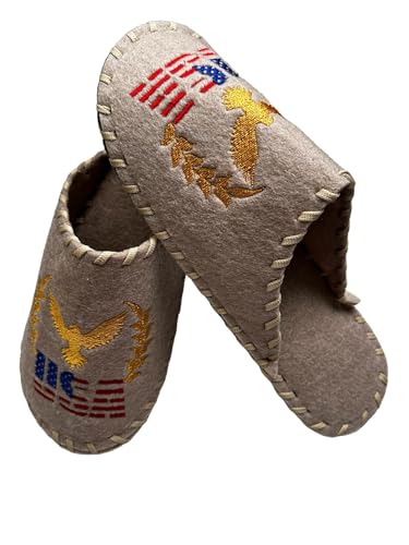 Traditional Sauna Slippers - US Flag Souvenir Sauna Slippers - Hotel Unisex Slippers with USA National Symbols - Home Spa Shoes Comfort for Him and Her - Universal Size4