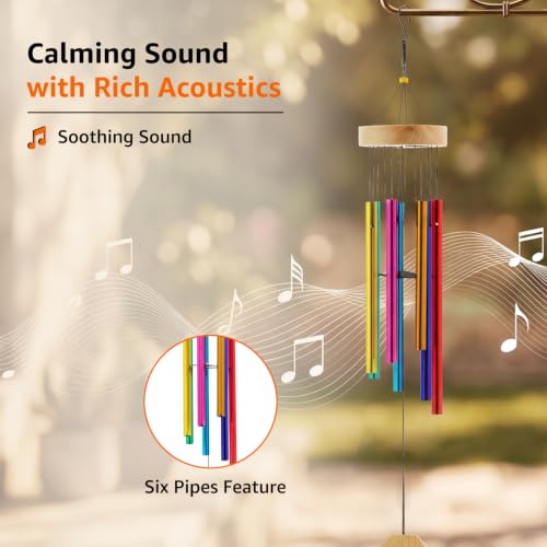 Image of Amazon Basics Wind Chimes for Balcony Decoration, Home Decor & Positive Vibes | Soothing Musical Sound | Metal Hanging for Indoor /Outdoor | Multicolor | Material: Aluminum | Size: 65L x 9W x 9H cms