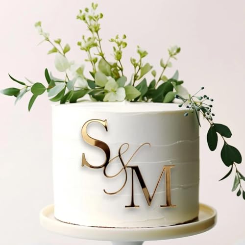 AMBMCCM Personalized Couple Initial Cake Topper, Custom Engagement Cake Topper, Birthday Cake Topper