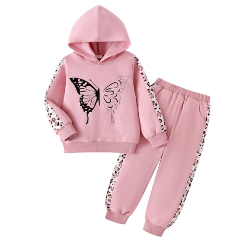 Girls Clothes Fall Winter Toddler Outfits Leopard-print Hoodie Sweatshirt + Sweatpants 2 Piece Set 4-12 Years