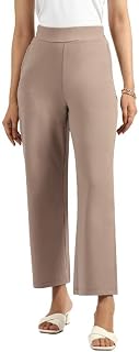 Women AM PM Cotton Wide Leg Pants | Wide Waistband | High Rise | Drawstring | 2 Pockets