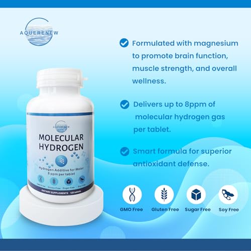 Molecular Hydrogen Tablets, 8 PPM Hydrogen Tablets for Drinking Water, H2 Molecular with Magnesium, H2 Supplement for Cognitive & Athletic Performance, Brain Health, Non-GMO & Gluten Free, 120 Counts - Image 5