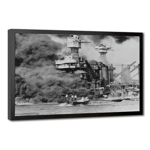 Impression sur toile USS West Virginia Pearl Harbor - Tableau déco bureau 20x30 cm