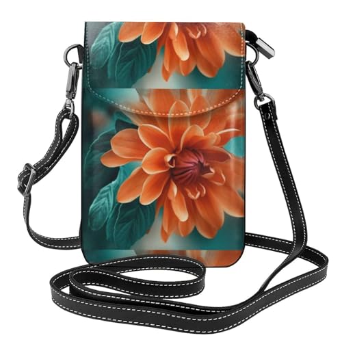 Pochette téléphone portable femmes turquoise orange en cuir PU avec porte-cartes