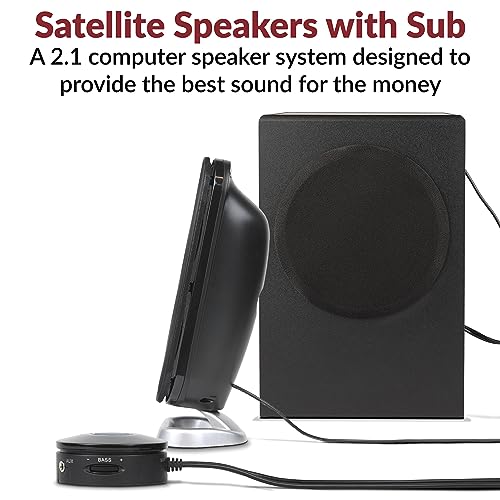 Image of Cyber Acoustics CA-3810 2.1 Multimedia Speaker System with Subwoofer, 80 Watts Peak Power, Strong Bass, Perfect for Music, Movies, and Games
