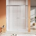 UCALAFEE Shower Door 56-60 in. W x 72 in. H, Double Sliding Shower Door with 1/4'' (6mm) Clear SGCC Tempered Glass, Semi-Frameless Bathroom Doors for Walk in Shower, Silent Soft-Close, Chrome Finish