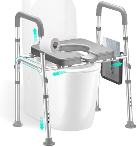 HOMEAL Raised Toilet Seat Riser with Handles for Seniors, 450LBS ...