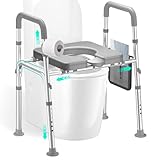HOMEAL Raised Toilet Seat Riser with Handles for Seniors, 450LBS Heavy-Duty 3in1 Commode Chair for Disabled & Patients with Reinforced Frame & Protective Deflector, Built for Safety & Clean