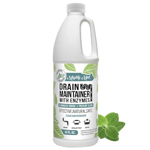 Comparison: Best Drain Cleaner For Kitchen Sink Standing Water 10 Mighty Mint Drain Maintainer with Enzymes – Drain Cleaner Controls Bad Smells and Prevents Buildup for Drains, Grease Traps, Septic, 32oz