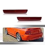 Tonsya For 1999 2000 2001 2002 2003 2004 Mustang Rear bumper Reflectors side marker lights housing Red Lens