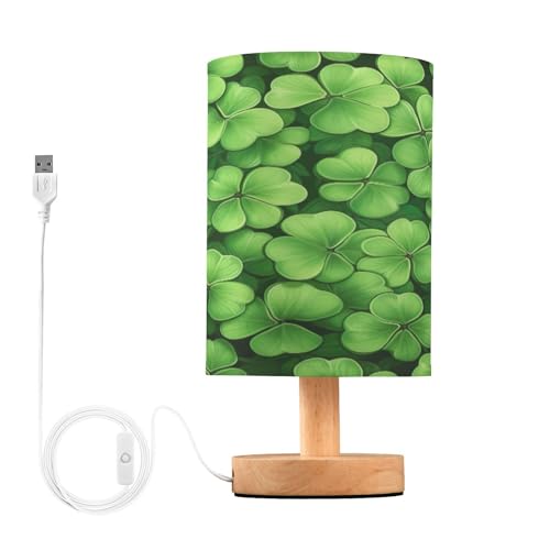 SDMKA St Patrick Bedside Table Lamp for Bedroom, Minimalist Nightstand Lamp with Round Fabric Shade for Living Room, Office, No Bulb Required