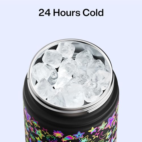 Image of ENCOOL Insulated Water Bottle with Straw Stainless Steel Water Bottle, Glow in the Dark, Leak-Proof, BPA-Free, Keeps Cold for 24 Hours for Sports, Travel, School (26 oz, Neon Galaxy)