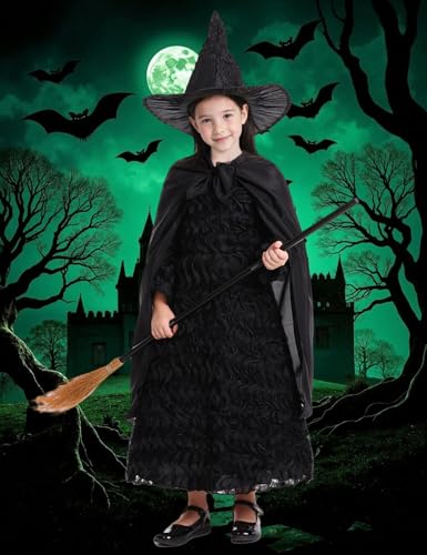 Disfraz de bruja negro para niñas Halloween miniatura 6