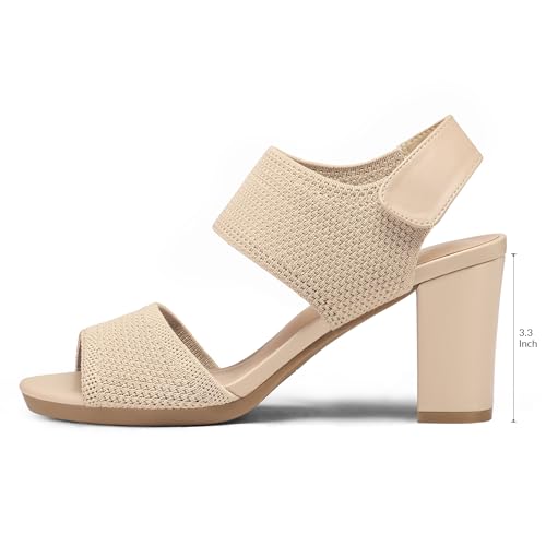 Image of mysoft Women's Chunky Block High Heels Slingback Open Toe Heeled Sandals