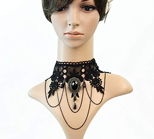 Iwensheng Halloween Costumes Jewelry For Women - Steampunk Black Lace Choker Necklace Gothic Jewelry Accessories, Vampire Choker Necklace Costume For Teen Girls #TOP4