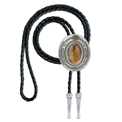 Image of Vintage Western Cowboy Rodeo Black Agate Bolo Tie for Men Women