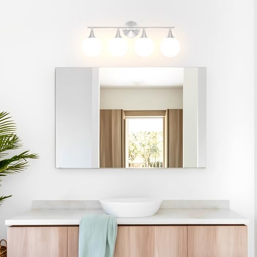 Image of Modern Brushed Nickel Bathroom Vanity Light - Energy Efficient G9 Base Bathroom Lighting Fixtures Over Mirror, Anti-Glare 26 Inch Soft Illumination for Makeup & Shaving, Stylish and Affordable