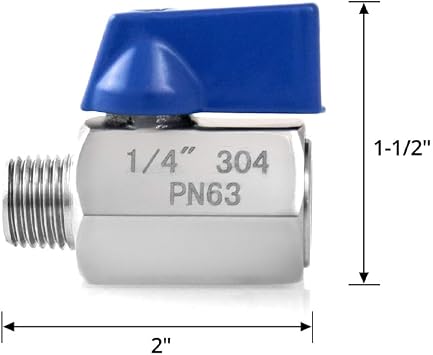 Mini Ball Valve Stainless Steel Mini Ball Valve 1/4 Inch NPT Internal And External Thread Mini Ball Valve Shut-Off Valve