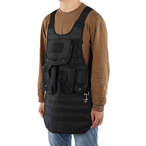 POCREATION Avental de ferramenta de armazenamento, conveniente preto ajustável com gancho removível