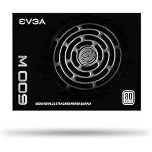 Evga 600 W1, 80+ White 600W, Power Supply 100-W1-0600-K3, Black