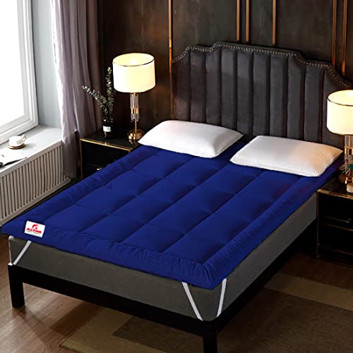 Image of ACHIR 500 GSM Super Soft Microfiber Mattress Topper /Padding for Soft and Comfortable Sleep - Navy Blue, (Queen Size, 60 inchx75 inchinch, 5ft x 6.25ft)