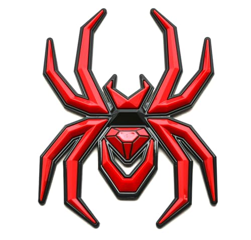 Image of 2Pcs Custom Spider Emblems Left Right Car Badge for Universal Car Body Motorcycle SUV Widow Door Edition Decoration (Red)