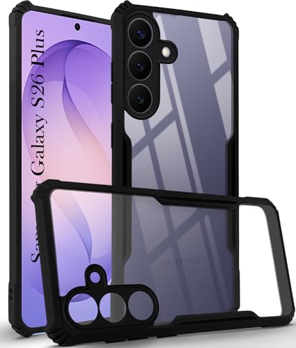 Image of Jkobi Hybrid Back Cover Case for Samsung Galaxy S26 Plus (Shockproof with Polycarbonate Clear Panel | Professional Black)