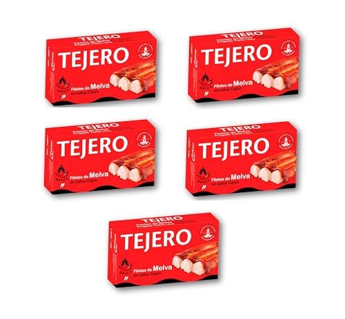 Tejero - Conserva de Pescado | Filetes de Melva en salsa cajún - 5 Latas x 120 gr