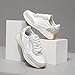 Niaemu Sneakers for Women Lightweight Lace-Up Shoes for Women Non-Slip Artificial Leather TPR Outsole Walking Shoes Tennis Running Fashion Sneakers (8,White)