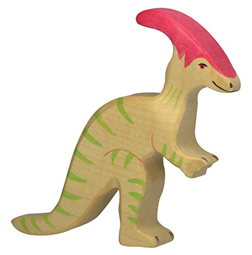 Preisvergleich Produktbild cama24com Parasaurolophus Dinosaurier Dino Holzfigur Holzspielzeug von Holztiger mit Palandi® Sticker