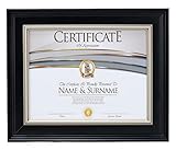 Framenow 8.5×11 Certificate Frame,Black and Gold.Real HD Glass, Display Document Diplama Certificate