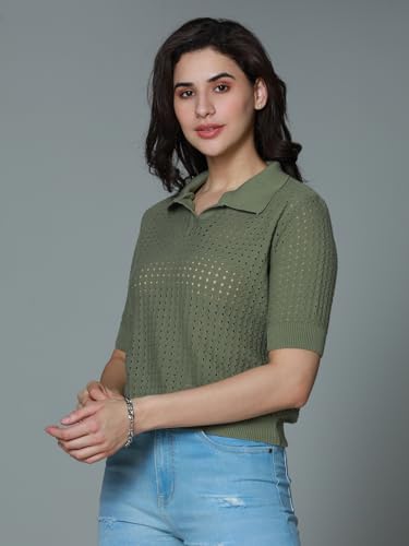 Image of HIGH STAR Women's Cotton Solid Regular Fit T-Shirt