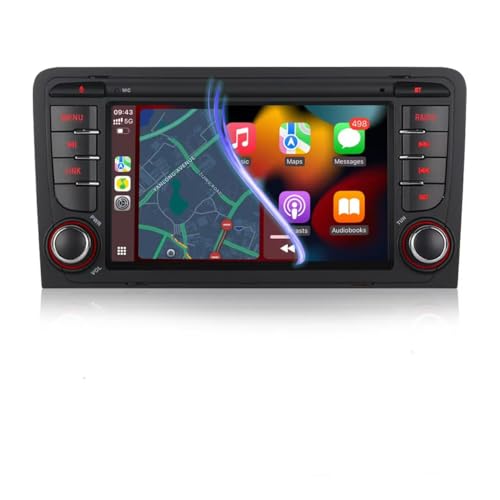 Radio de Coche inalámbrica Compatible con CarPlay y Android Auto para Audi A3 S3 RS3 2003 2012, con Pantalla táctil Am/FM/RDS/Bluetooth/USB