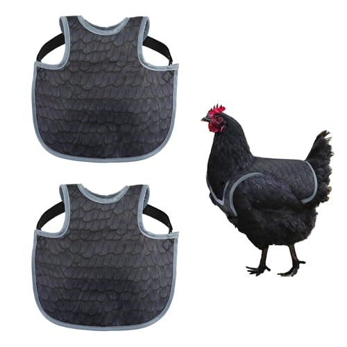 MYWSN Chicken Saddle for Hens Lightweight Chicken Apron & Back Protector with Adjustable Straps, Comfortable Chicken Vest Jacket for Hens (2 Black)