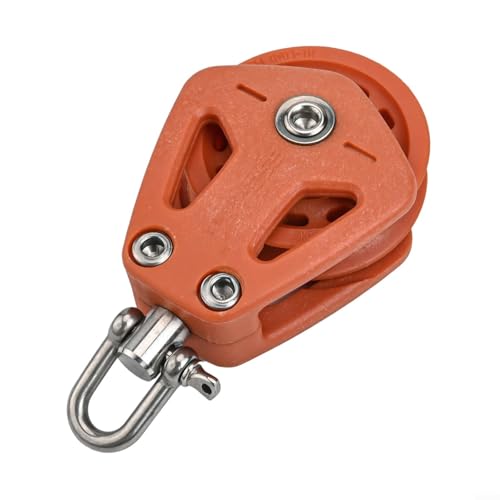 Poulie simple rotative en nylon pour applications marines et industrielles, convient aux cordes jusqu'à 10 mm de diamètre avec une capacité de charge de 460 kg (A)