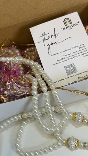 Image of Pearl Prayer Beads Tasbih, 100 Beads, White /Off White with Tassel, Pack of 5, Islamic Religious Gift