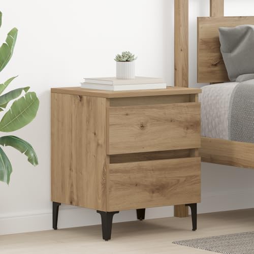 RMIHSJG Comodino in legno di quercia, 40 x 35 x 50 cm, con due cassetti, colore marrone scuro, tavolino rustico con struttura in legno, per camera da letto, soluzione di stoccaggio, durevole