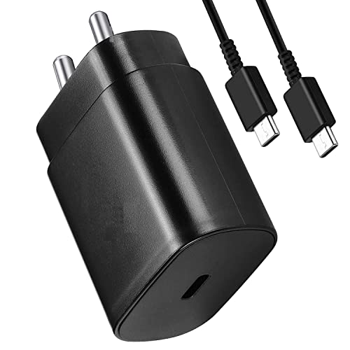 Image of Original 25Watt USB-C Super Fast Charger for Samsung Galaxy Quantum 2| A72| A52 5G| A52 |F62 |M62 Adapter + Cable-Black