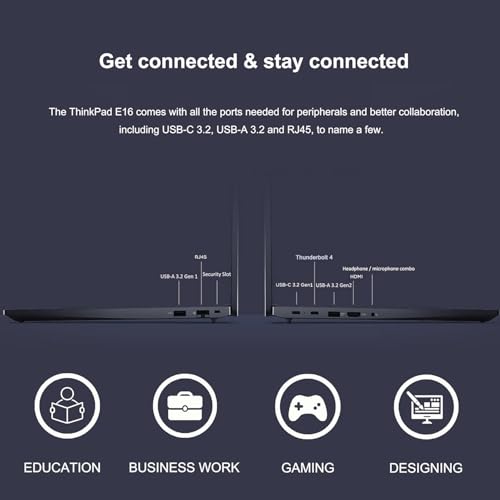 Image of Lenovo ThinkPad E16 Gen 2 Business AI PC Laptop (16 inch FHD+ Anti-Glare, Intel Core Ultra 7 155U (Beat i7-1355U), 64GB DDR5 RAM, 2TB SSD) Backlit, Fingerprint, Webcam, Ethernet, Win 11 Pro, Black
