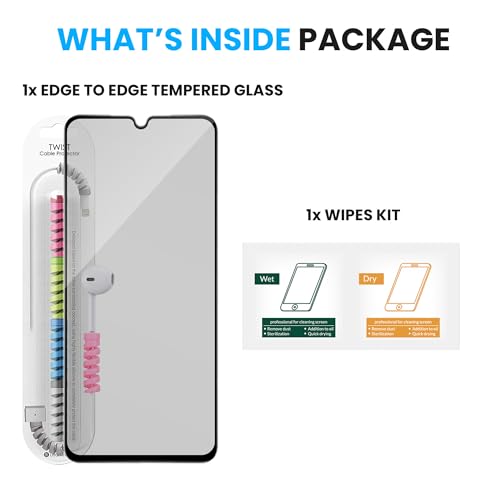 Image of ArmourPro Anti Glare Matte Tempered Glass for A4 5G, A5, 14C and Poco M7, Anti Fingerprint Screen Protector, 9H Scratch Resistant, Smooth Touch, Easy Installation Kit with Cable Protector