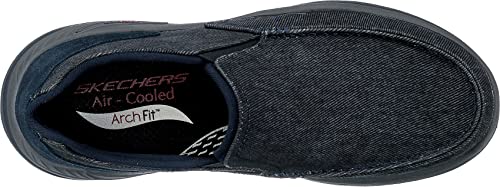 Image of Skechers Men's Arch Fit Motley Rolens Sneaker, Navy Canvas, 7.5 US