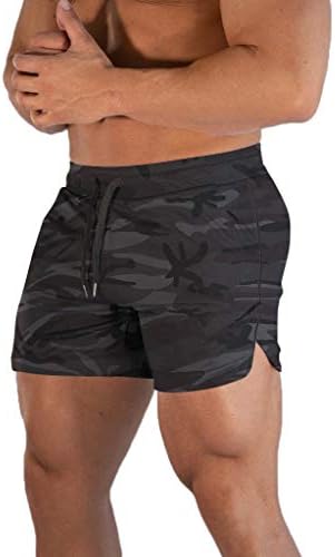 FLYFIREFLY Men's Gym Workout Shorts Running Lightweight Athletic Short Pants Bodybuilding Training Grey Camo