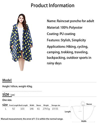 YUHANG Damen Regenjacke Wasserdichter Poncho Wiederverwendbares Leichter Regenmantel mit Kapuze Outdoor Aktivitäten Wandern Mode Drucken Regenbekleidung für Erwachsene - Image 5