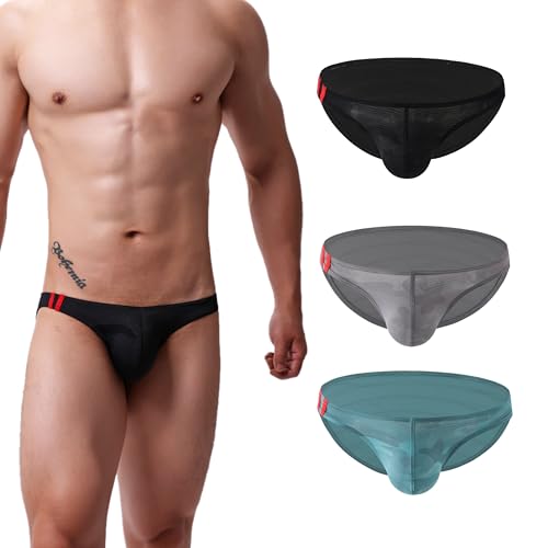 Men's Spandex Low Rise Printed Bikini Slim Fit Briefs Underwear